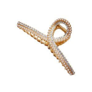 Wide Loop Faux Pearl Bling Rhinestone Hair Claw